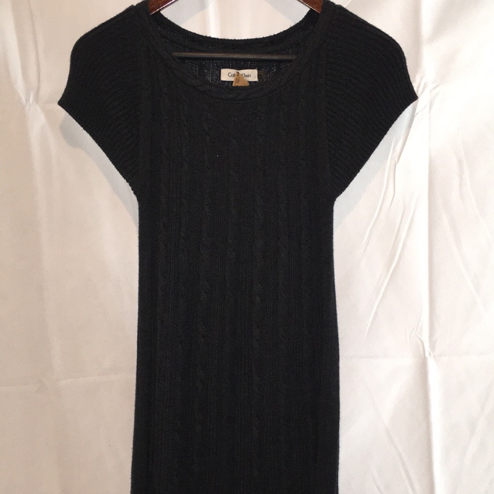 Calvin Klein Short Sleeve Sweater Dress | Dark Gray/Charcoal | Size M